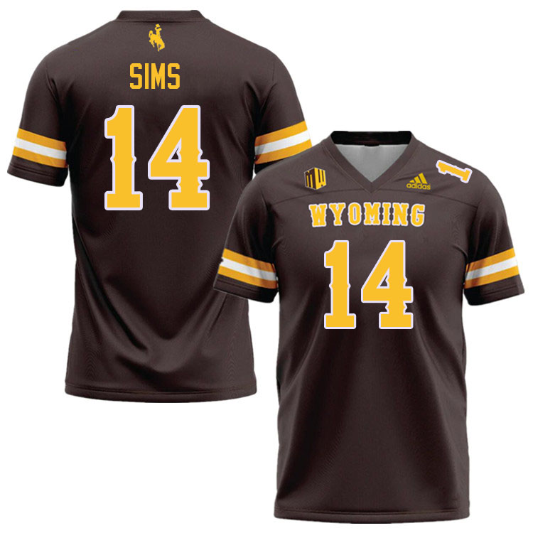 Wyoming Cowboys #14 Landon Sims College Football Jerseys,Uniforms-Brown